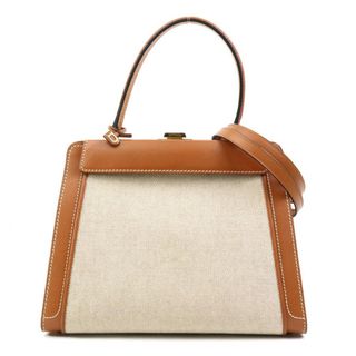 DELVAUX デルヴォー ハンドバッグ ショルダーバッグ キャンバス/レザー ブラウン系 レディース 送料無料【中古】 a0335(ハンドバッグ)