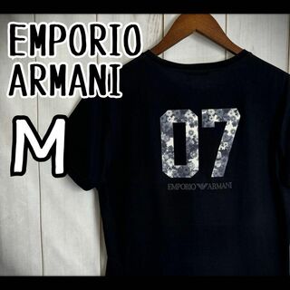 Emporio Armani - 【希少デザイン】　エンポリオアルマーニ　Tシャツ　花柄　ロゴプリント　ブラック
