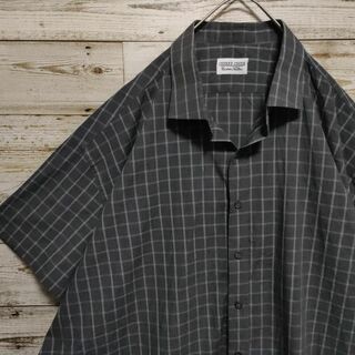 【772】チェック半袖シャツ ポリシャツ　ビックサイズ　ゆるダボ(シャツ)