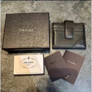PRADA - PRADA ヴィッテロ マイクログレイン 黒　カードケース