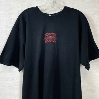 ミュージックティー(MUSIC TEE)の音楽フェス　半袖Ｔシャツ　サイズＸＬ　黒ブラック　両面ロゴ　メンズ　古着(Tシャツ/カットソー(半袖/袖なし))