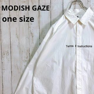 モディッシュガゼ インボイス フォント コットン ビッグシャツ 長袖シャツ 韓国(Tシャツ/カットソー(七分/長袖))