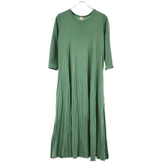 ロンハーマン(Ron Herman)のRon Herman ロンハーマン Wrinkle Pleats Long Sleeve Dress ノースリーブプリーツドレスワンピース 3710300157 グリーン XS(ロングワンピース/マキシワンピース)