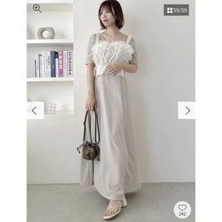 ダズリン(dazzlin)の【美品】dazzlin 5分袖チュールギャザービスチェワンピース　ワンピース(ロングワンピース/マキシワンピース)