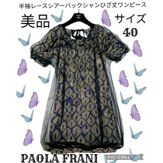 パオラフラーニ(PAOLA FRANI)の美品❤パオラフラーニ❤バックシャンワンピース❤レース❤ブラック❤カーキ❤ひざ丈(ひざ丈ワンピース)