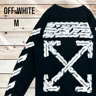 OFF-WHITE - 【超絶人気モデル】オフホワイト M クロスアロー 両面ロゴ 入手困難 ロンT 黒