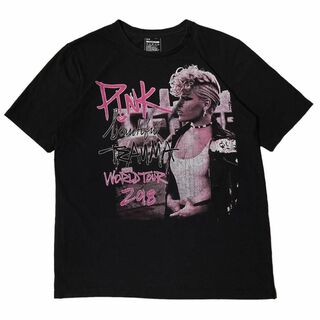ミュージックティー(MUSIC TEE)のピンク 半袖バンドTシャツ ロックT バンT アーティスト 夏物古着 b70(Tシャツ/カットソー(半袖/袖なし))