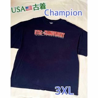 チャンピオン(Champion)のUSAアメカジ古着Tシャツ　champion ブラック　3XLサイズ(Tシャツ/カットソー(半袖/袖なし))