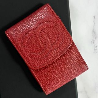 シャネル(CHANEL)のシャネル✨シガレットケース キャビアスキン ミニポーチ ココマーク ヴィンテージ(ポーチ)