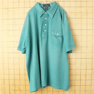 70s80s USA Findlistポロシャツ XLグリーン 半袖 ss137(ポロシャツ)