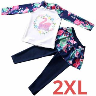 キッズ 水着 女の子 セパレート 長袖 2点セット スイムウェア UVカット(水着)