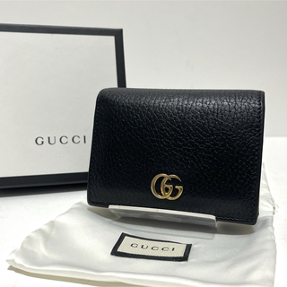 グッチ(Gucci)の796✨GUCCI✨グッチ 二つ折り財布 GGマーモント レザー ブラック 黒(財布)