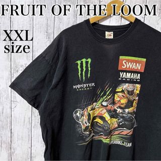 フルーツオブザルーム(FRUIT OF THE LOOM)のモンスターエナジー  ヤマハファクトリーレーシング 両面プリント Tシャツ 黒(Tシャツ/カットソー(半袖/袖なし))