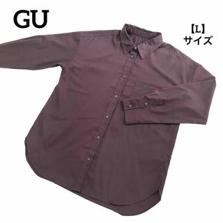 ジーユー(GU)のA508 【美品】 GU ジーユー シャツ 長袖 無地 茶 L オーバーサイズ(シャツ/ブラウス(長袖/七分))