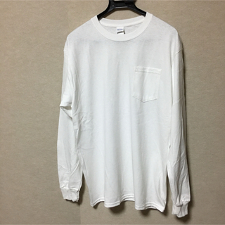 ギルタン(GILDAN)の新品 GILDAN ギルダン 長袖ロンT ポケット付き ホワイト 白 XL(Tシャツ/カットソー(七分/長袖))