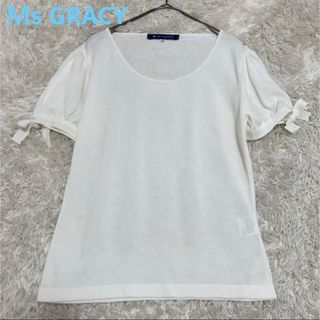 M'S GRACY - 【日本製】エムズグレイシー 袖リボン 半袖 サマーニット 38 春 夏