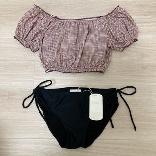 カスタネ(Kastane)のカスタネ　水着　レッド　チェック　ブラック(水着)