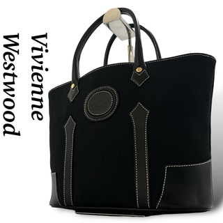ヴィヴィアンウエストウッド(Vivienne Westwood)のヴィヴィアンウエストウッド　ハンドバッグ　オーブ型押し　総柄デザイン　ブラック(トートバッグ)