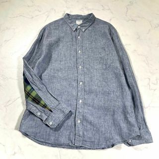 【極美品】visvim ビズヴィム　リネンダンガリーシャツ　エルボーパッチ(Tシャツ/カットソー(七分/長袖))