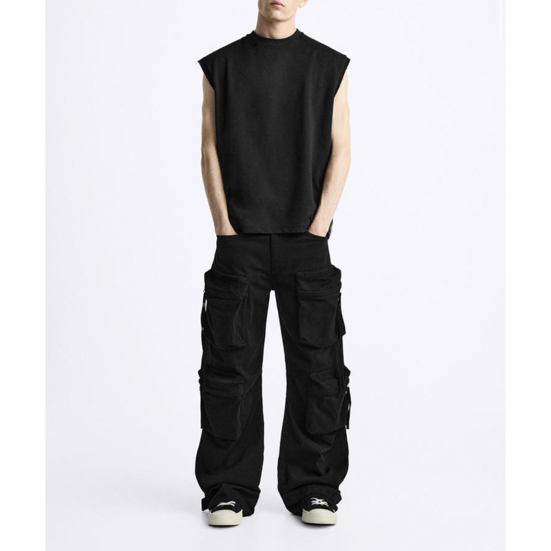 ZARA - ZARA カーゴパンツ ブラックの通販 by セブン's shop ZARA - ZARA カーゴパンツ ブラックの通販 by セブン's shop
