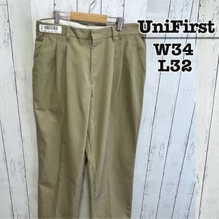 ヴィンテージ(VINTAGE)のUSA古着　ワークパンツ　チノパン　ベージュ　W34 L32　UniFirst(ワークパンツ/カーゴパンツ)