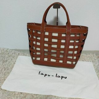 ラプラプ lapu-lapu かご トートバッグ レディース レザー 通勤 茶(トートバッグ)