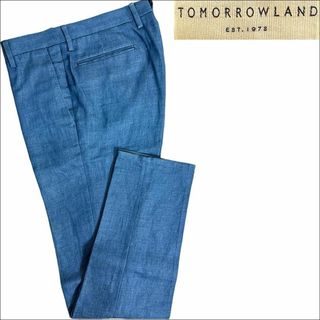 トゥモローランド(TOMORROWLAND)のJ7050 美品 トゥモローランド リネンミックスデニムスラックス ブルー 46(スラックス)