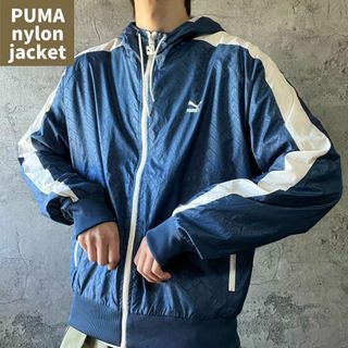 00s古着 PUMA プーマ ナイロンジャケット パーカー 刺繍ロゴ y2k M(ナイロンジャケット)