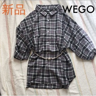 値下げ、WEGO レディース  チェックシャツ　五分袖　新品 シャツ チェック柄