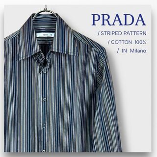 プラダ(PRADA)の【プラダ】PRADA 長袖シャツ ストライプ マルチカラー ３８ M イタリア製(シャツ)