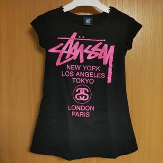 ステューシー(STUSSY)のSTUSSYステューシー桃ワンピースM/110cmワールドツアー黒ピンク☆キッズ(ワンピース)