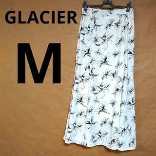グラシア(GLACIER)の【グラシア GLACIER】レディース 花柄ロングスカート（M）白 ホワイト(ロングスカート)