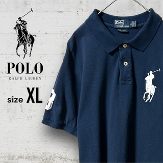 ポロラルフローレン(POLO RALPH LAUREN)の美品 ポロ ラルフローレン メンズ 半袖ポロシャツ XL ネイビー ビッグポニー(ポロシャツ)