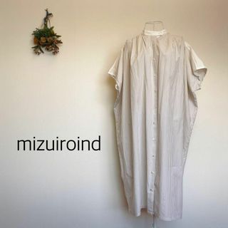 mizuiro ind - ミズイロインド　ストライプタックショルダードルマンワンピース　カフタンドレス