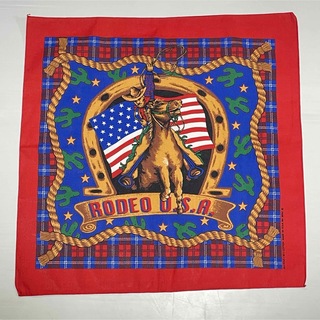 バンダナ カウボーイ 古着 RODEO U.S.A アメリカ 馬 ハンカチ(バンダナ/スカーフ)