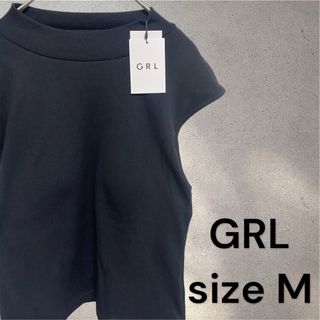 グレイル(GRL)のGRL グレイル カップ付きトップス 半袖 黒 (M)(Tシャツ/カットソー(半袖/袖なし))