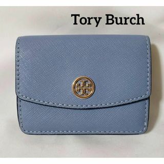 トリーバーチ(Tory Burch)の美品 Tory Burch トリーバーチ 三つ折り財布 レザー ライトブルー(財布)