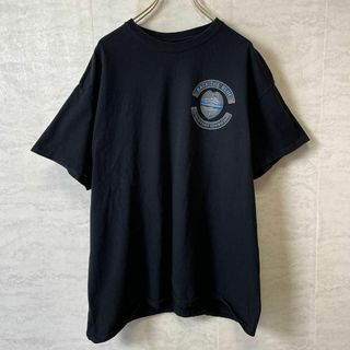 アメリカ警察物　両面ロゴ　胸ワンポイント　オーバーサイズＸＬ　黒ブラック　古着(Tシャツ/カットソー(半袖/袖なし))