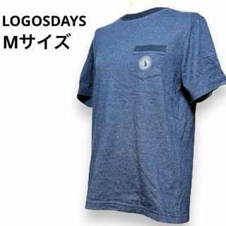 ロゴス(LOGOS)のロゴス ポケT 半袖Tシャツ 半袖シャツ ワンポイントロゴ シンプル 無地 紺色(Tシャツ(半袖/袖なし))