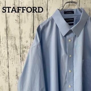 STAFFORD USA古着 ビックサイズ 長袖シャツ 青シャツ 2XLゆるダボ(シャツ)