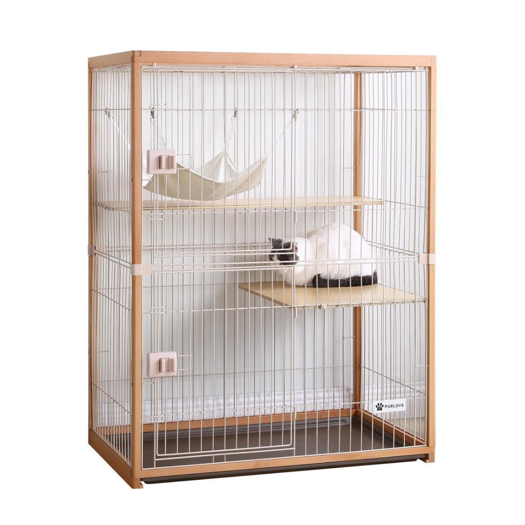 猫 ケージキャットケージ2段木製フレームハンモック付 広々大型 猫 ケージキャットケージ2段木製フレームハンモック付 広々大型