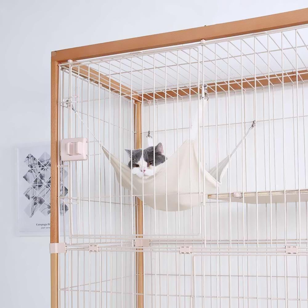 猫 ケージキャットケージ2段木製フレームハンモック付 広々大型 猫 ケージキャットケージ2段木製フレームハンモック付 広々大型