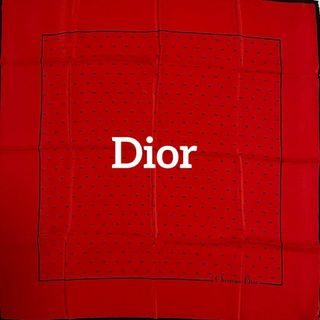 クリスチャンディオール(Christian Dior)の美品 ★Christian Dior★ スカーフ CDロゴ シルク レッド(バンダナ/スカーフ)