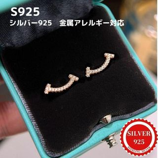 P-49R.Tスマイルピアス（ローズゴールド・シルバー925・ジルコニア）(ピアス)