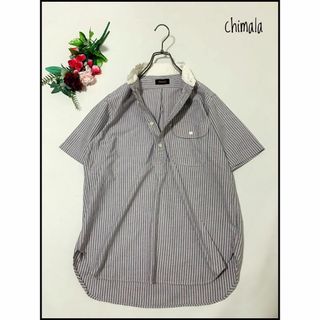 チマラ(chimala)の【美品】chimala/チマラ　半袖シャツ　ストライプ　可愛い(シャツ/ブラウス(半袖/袖なし))