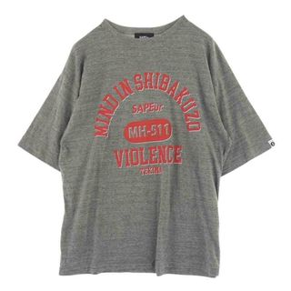 サプール SAPEUR Ｔシャツ  22SS  A0022-121  × Masatoshi Hamada Shibakuzo Tee 浜田雅功 しばくぞ 半袖 Tシャツ グレー系 XL【中古】(シャツ)