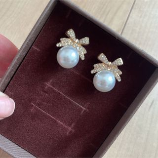 リボンパールピアス