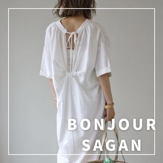 "新品・タグ付"バックデザインVネックワンピース/BONJOUR SAGAN