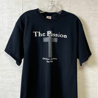 半袖Ｔシャツ　オーバーサイズＬ　黒ブラック　十字架ロゴ　メンズ　古着(Tシャツ/カットソー(半袖/袖なし))
