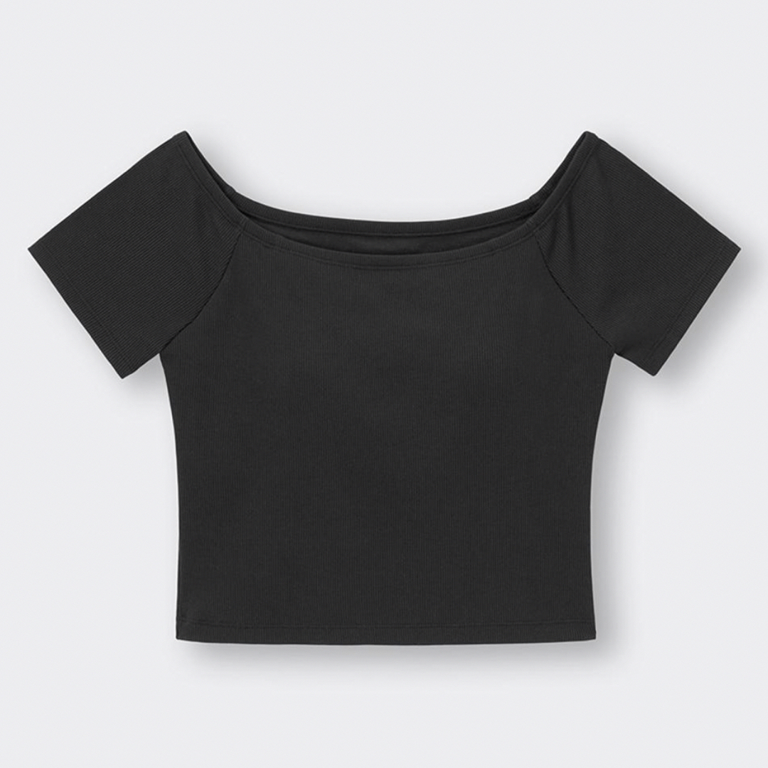 GU(ジーユー)のGUブラフィールクロップドオフショルダー レディースのトップス(Tシャツ(半袖/袖なし))の商品写真